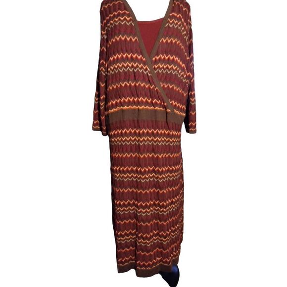 NWT 2 In One Lane Bryant Chevron Knit Pointelle Sheath Dress With Spaghetti Stra - Picture 2 of 7